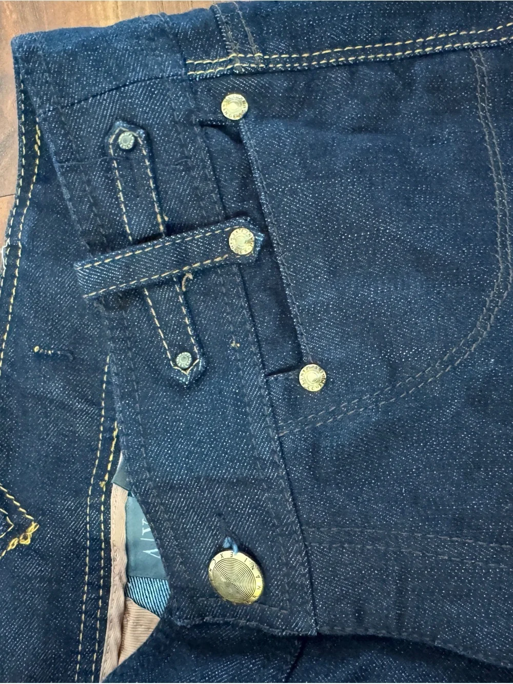 Armani Exchange Womens Boot Cut Jeans in Dark Navy with Gold Hardware